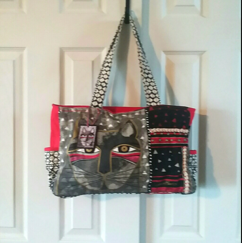 Laurel Burch Cat And Beaded Bag